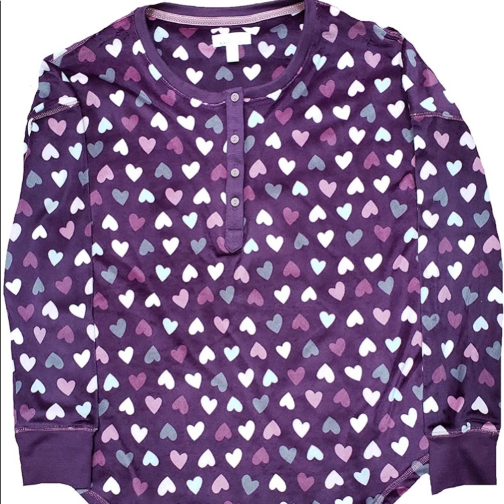 Secret Treasures
Hearts Purple Pearl Long Sleeve Fleece Sleep Top / XL